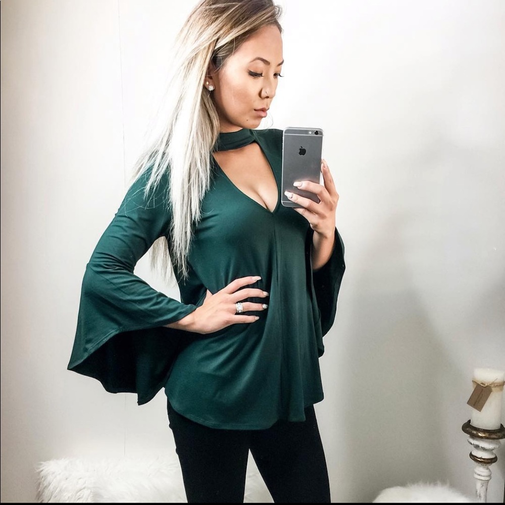 Bell Sleeve Choker Top